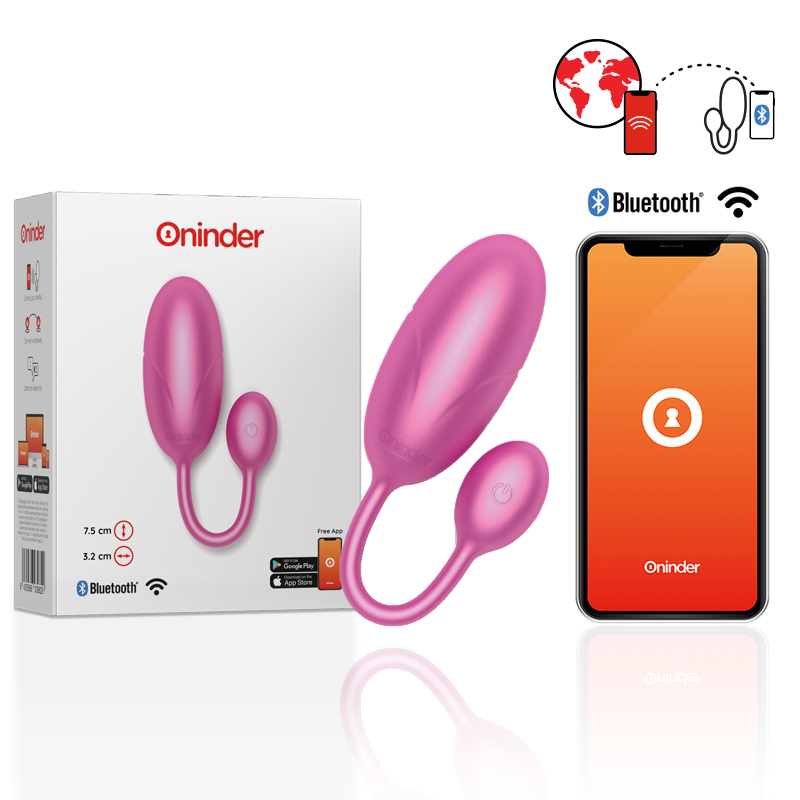 ONINDER - TOKYO VIBRERENDE ÆG PINK 7,5 X 3,2 CM GRATIS APP