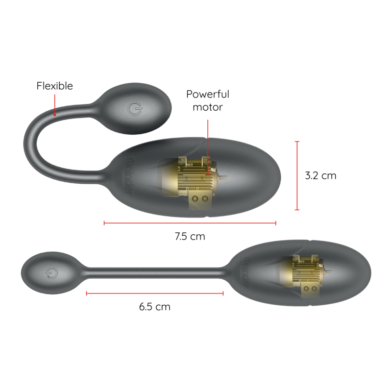 ONINDER - TOKYO VIBRERENDE ÆG SORT 7,5 X 3,2 CM GRATIS APP