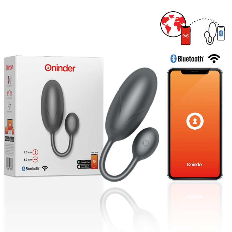 ONINDER - TOKYO VIBRERENDE ÆG SORT 7,5 X 3,2 CM GRATIS APP