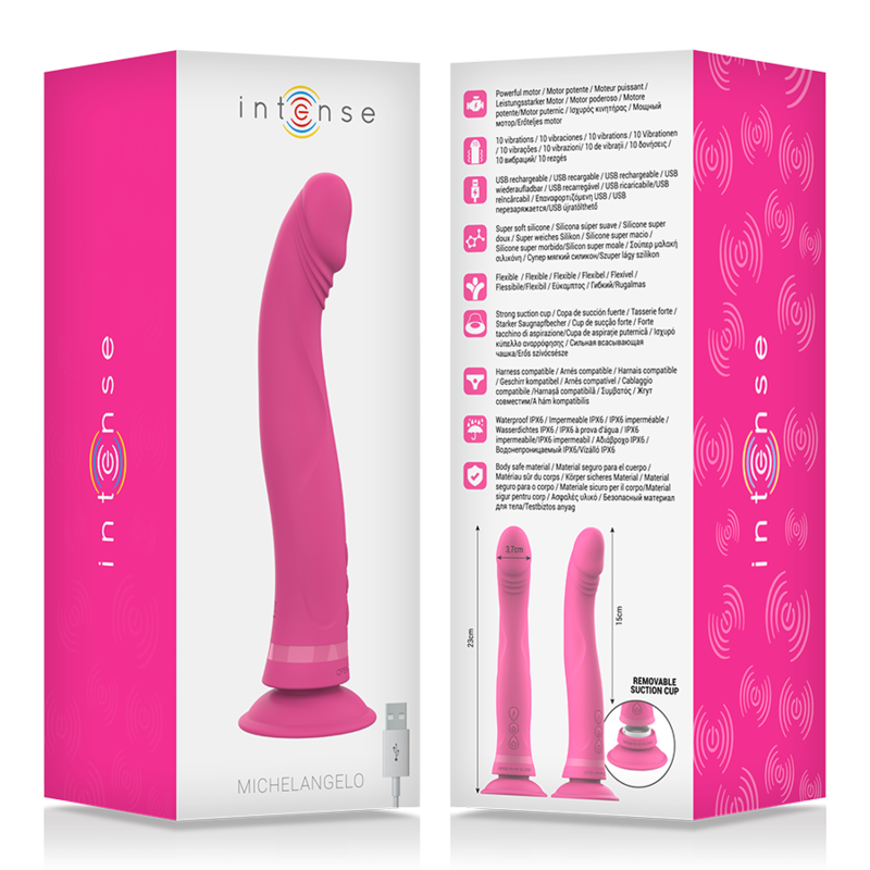 INTENSE - MICHELANGELO PINK SILIKONE VIBRATOR DILDO