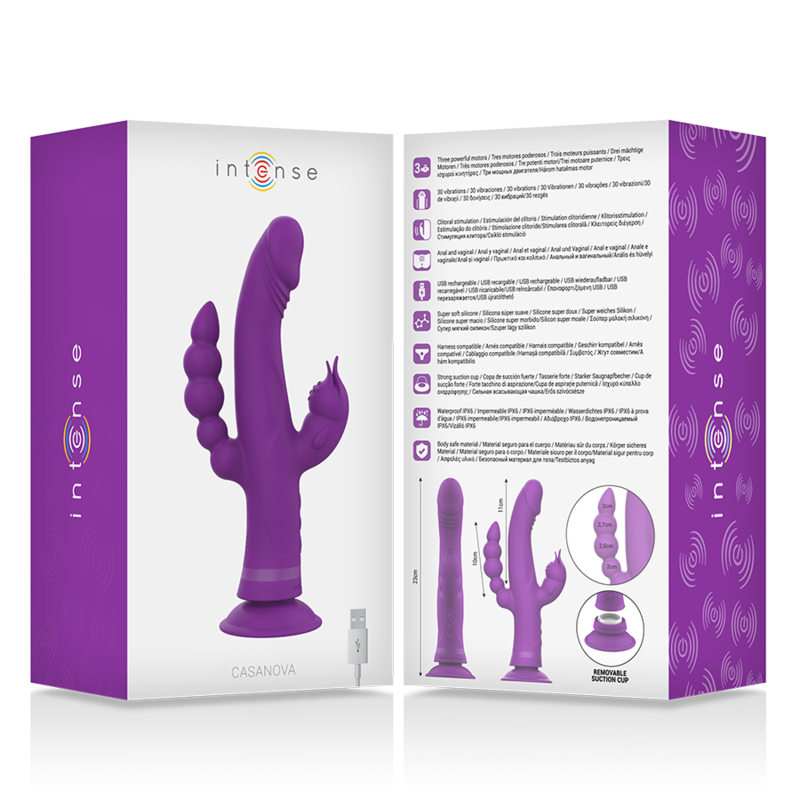 INTENSE - CASANOVA KANIN SILIKONE VIBRATOR TRIPLE MOTOR LILLA