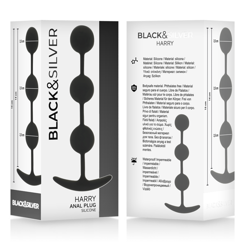 BLACK&SILVER - HARRY ANAL ROSANKRANS 3 SILIKONEKUGLER 14 CM