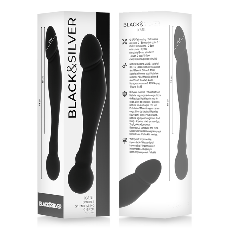 BLACK&SILVER - KARL G-POINT STIMULERINGSDILDO 18 CM