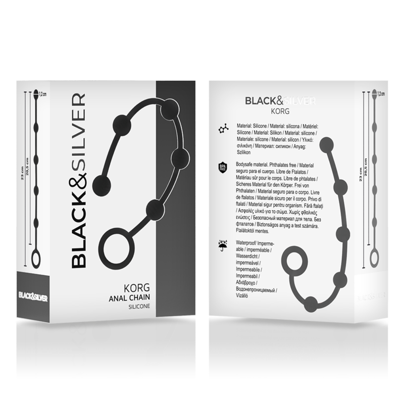 BLACK&SILVER - KORG ANAL ROSARKRANS SILIKONE INDVIELSE 21 CM