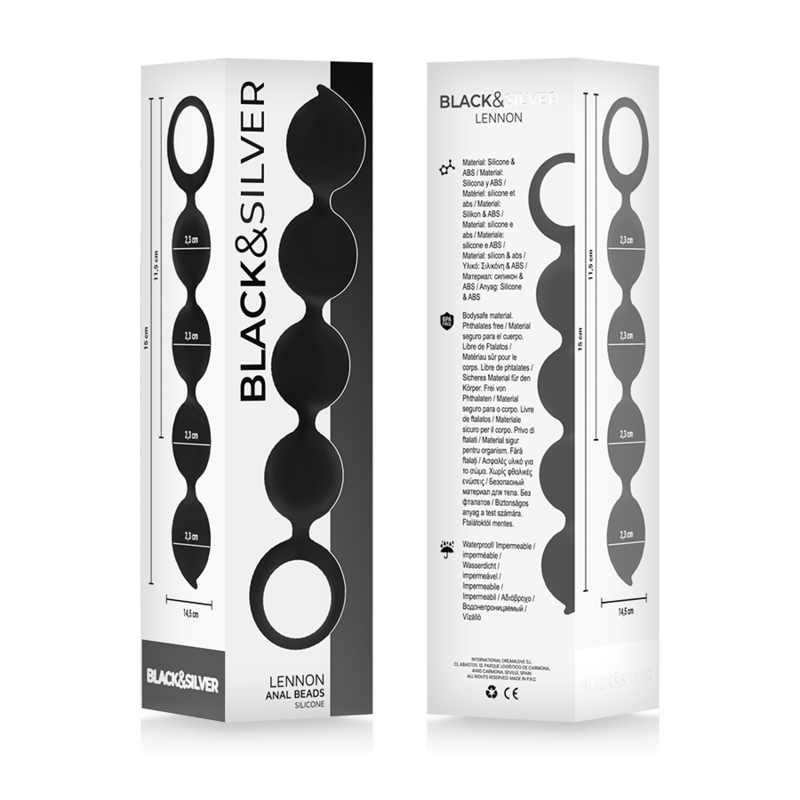 BLACK&SILVER - LENNON ANAL ROSANKRANS 4 SILIKONEKUGLER 15 CM