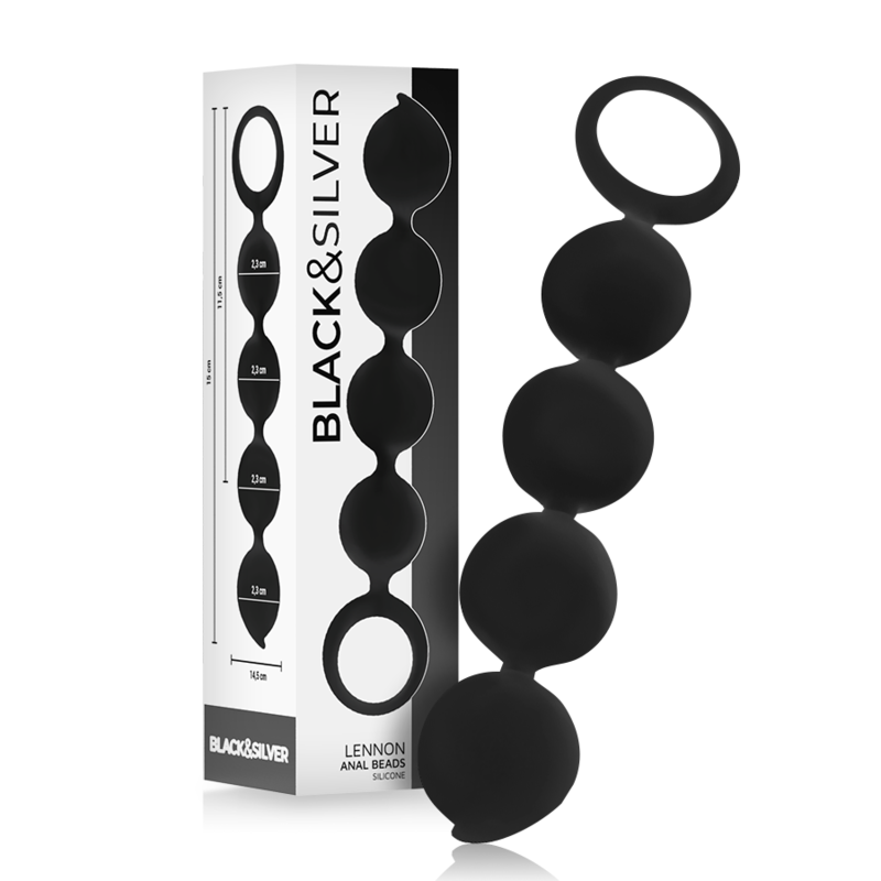 BLACK&SILVER - LENNON ANAL ROSANKRANS 4 SILIKONEKUGLER 15 CM