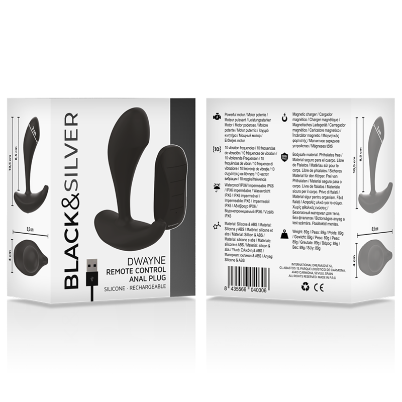 BLACK&SILVER - DWAYNE ANALPLUG SILIKONE FJERNBETJENING
