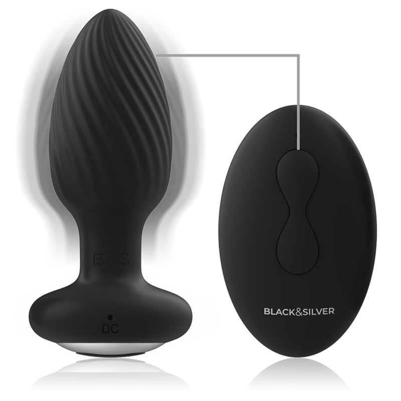 BLACK&SILVER - WELLS PLUG SILIKONE ANAL ROTATOR FJERNBETJENING