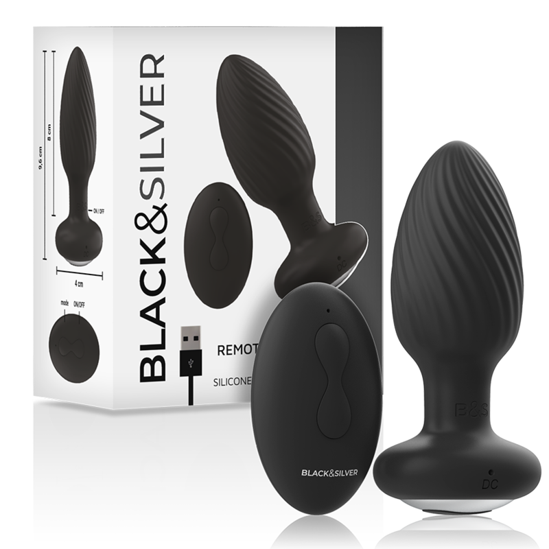 BLACK&SILVER - WELLS PLUG SILIKONE ANAL ROTATOR FJERNBETJENING