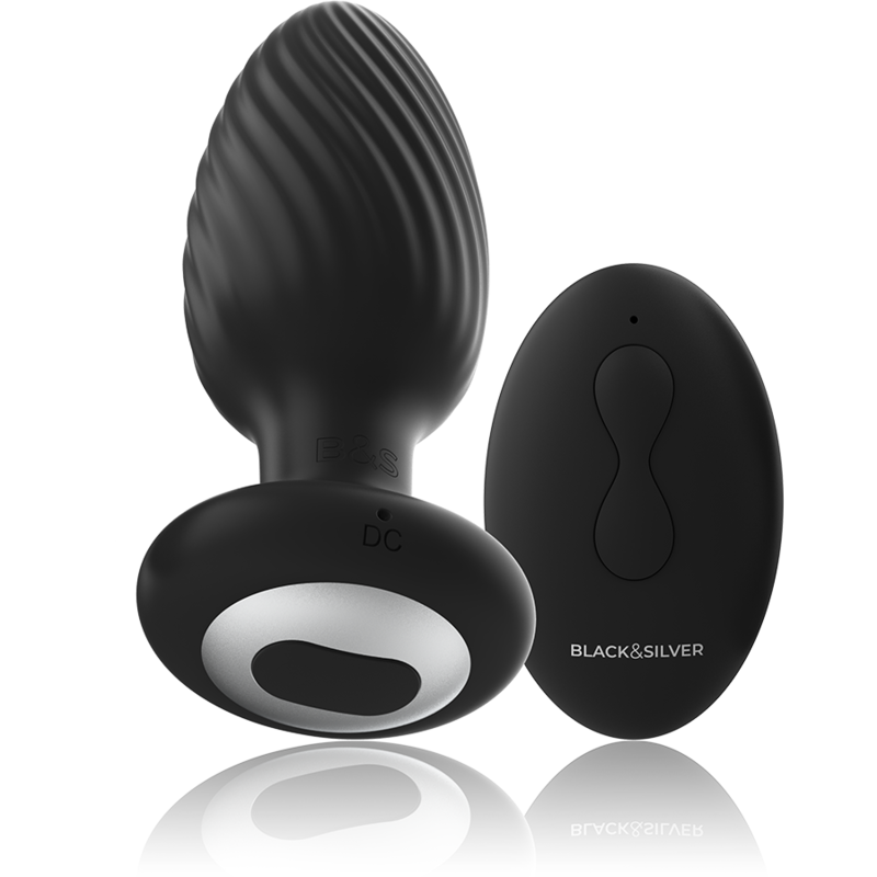 BLACK&SILVER - WELLS PLUG SILIKONE ANAL ROTATOR FJERNBETJENING