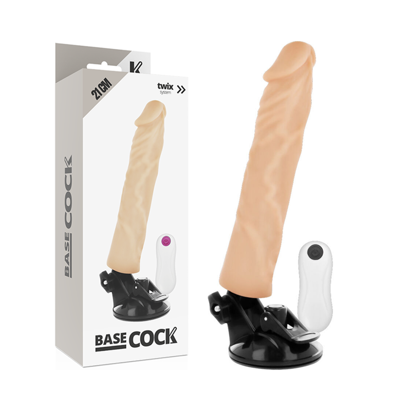 BASECOCK - REALISTISK VIBRATOR FJERNBETJENING FLESH 21 CM -O- 4 CM