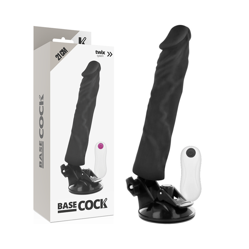 BASECOCK - REALISTISK VIBRATOR FJERNBETJENING SORT 21 CM -O- 4 CM