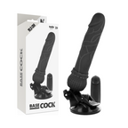 BASECOCK - REALISTISK VIBRATOR FJERNBETJENING SORT 19,5 CM -O- 4 CM