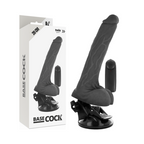 BASECOCK - REALISTISK SORT FJERNBETJENINGSVIBRATOR MED TESTIKLE 20 CM -O- 4 CM
