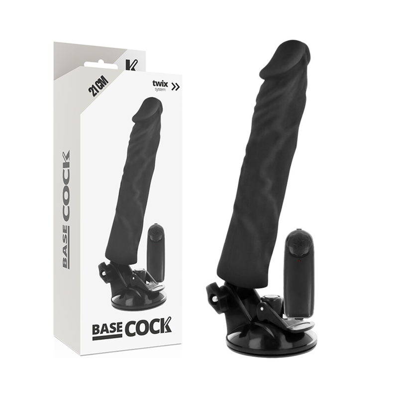BASECOCK - REALISTISK VIBRATOR FJERNBETJENING SORT 21 CM -O- 4 CM