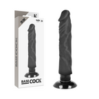 BASECOCK - REALISTISK VIBRATOR 2-1 SORT 20 CM -O- 4 CM