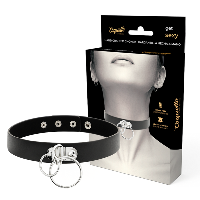 COQUETTE CHIC DESIRE - DOBBELT RING VEGANSK LÆDERCHOKER