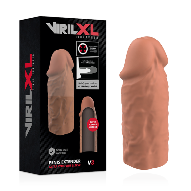 VIRILXL - FLYDENDE SILIKONE V3 BRUN PENISFORLÆNGELSE