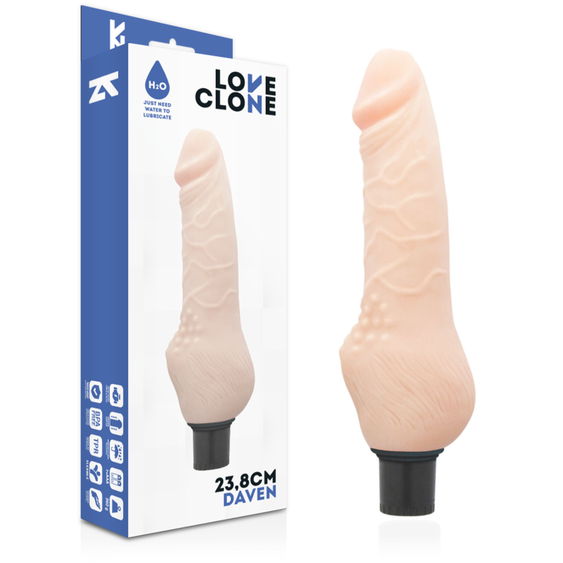 LOVECLONE - DAVEN SELVSMØRING REALISTISK 23,8 CM -O- 3,8 CM