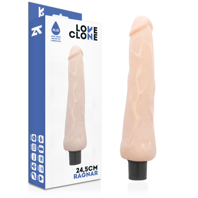 LOVECLONE - RAGNAR SELVSMØRENDE VIBRATOR 24,5 CM -O- 3,5 CM