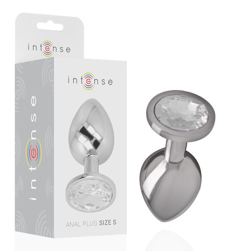 INTENSE - ANALPLUG I ALUMINIUM MED SØLVKRYSTAL STØRRELSE S