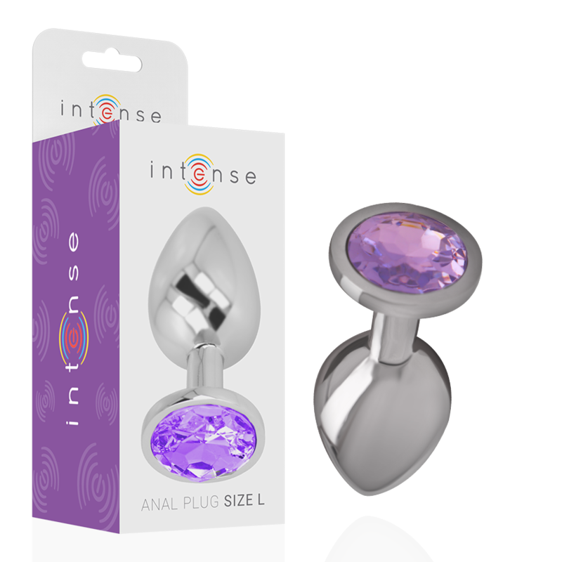 INTENSE - ANALPLUG I ALUMINIUM MED VIOLET KRYSTAL STØRRELSE S