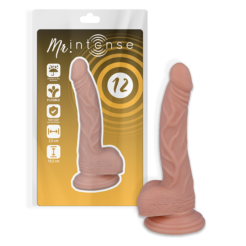 MR INTENSE - 12 REALISTISKE PIKKER 18,2 CM -O- 2,5 CM