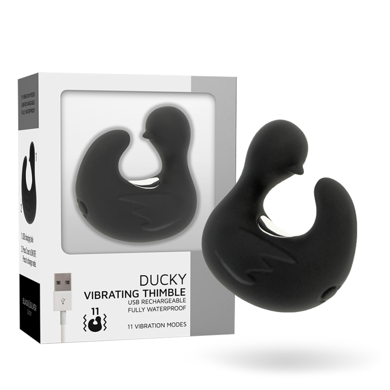 BLACK&SILVER - DUCKYMANIA GENOPLADELIG SILIKONE STIMULERENDE ANDE FINGERBØLG