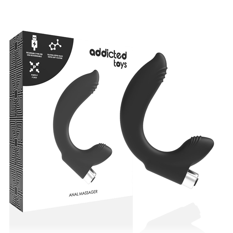 ADDICTED TOYS - PROSTATAVIBRATOR GENOPLADELIG MODEL 7 - SORT