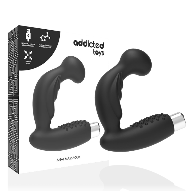 ADDICTED TOYS - PROSTATAVIBRATOR GENOPLADELIG MODEL 3 - SORT