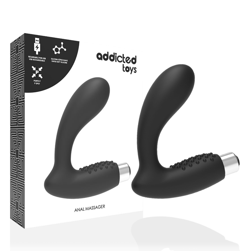 ADDICTED TOYS - PROSTATAVIBRATOR GENOPLADELIG MODEL 5 - SORT