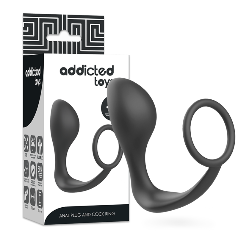 ADDICTED TOYS - ANALPLUG MED SORT SILIKONERING