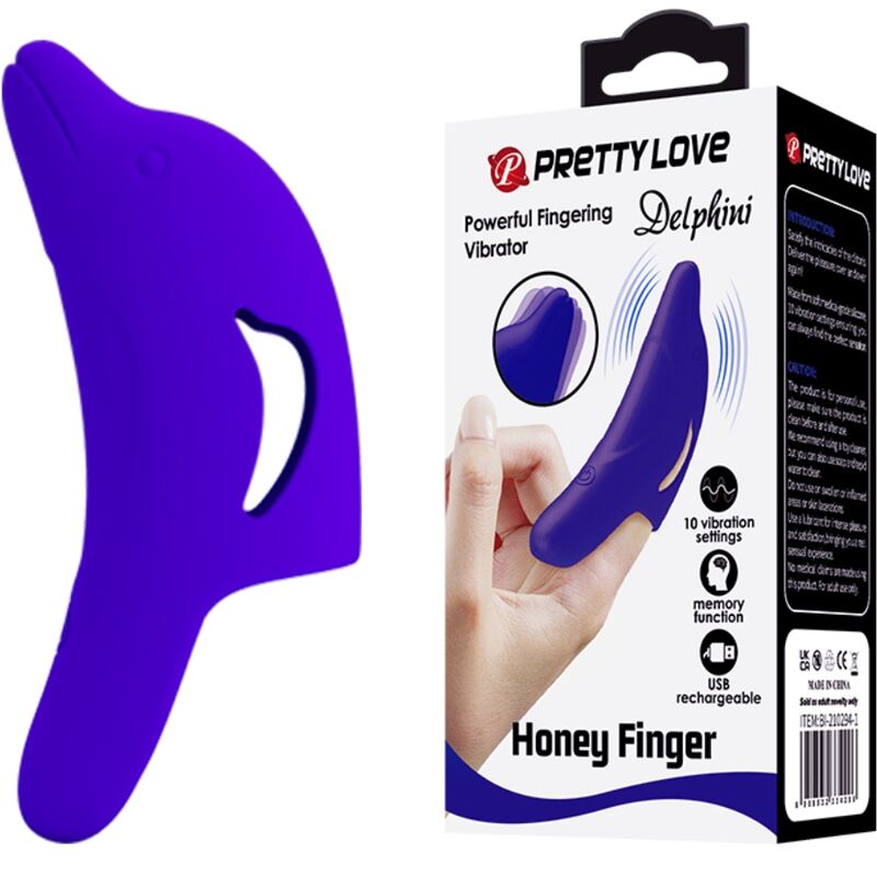 PRETTY LOVE - DELPHINI KRAFTIG MØRKEBLÅ FINGERSTIMULATOR