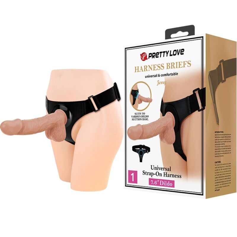 PRETTY LOVE - SELE TRUSS UNIVERSAL SELE MED DILDO JERRY 21,8 CM NATURLIG