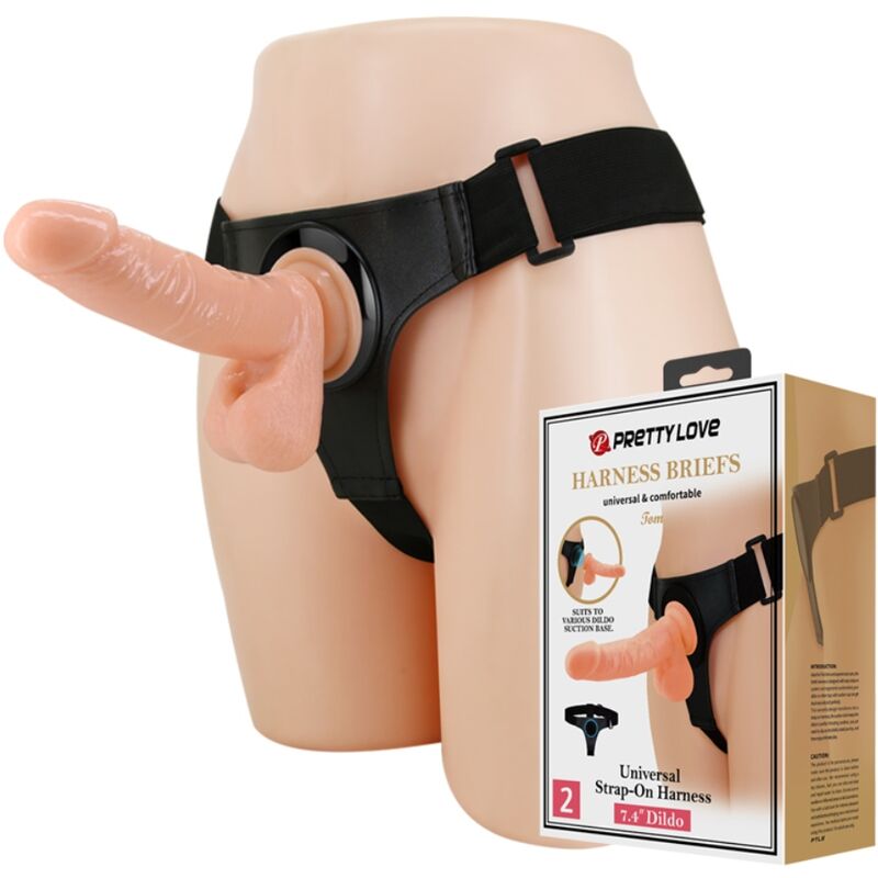 PRETTY LOVE - SELE TRUSS UNIVERSAL SELE MED DILDO TOM 20 CM NATURLIG