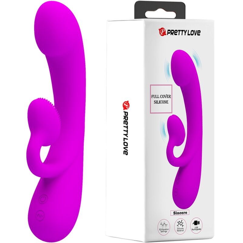 PRETTY LOVE - ORIGTIG SILIKONE KLITORALVIBRATOR OG SUCKERS LILLA