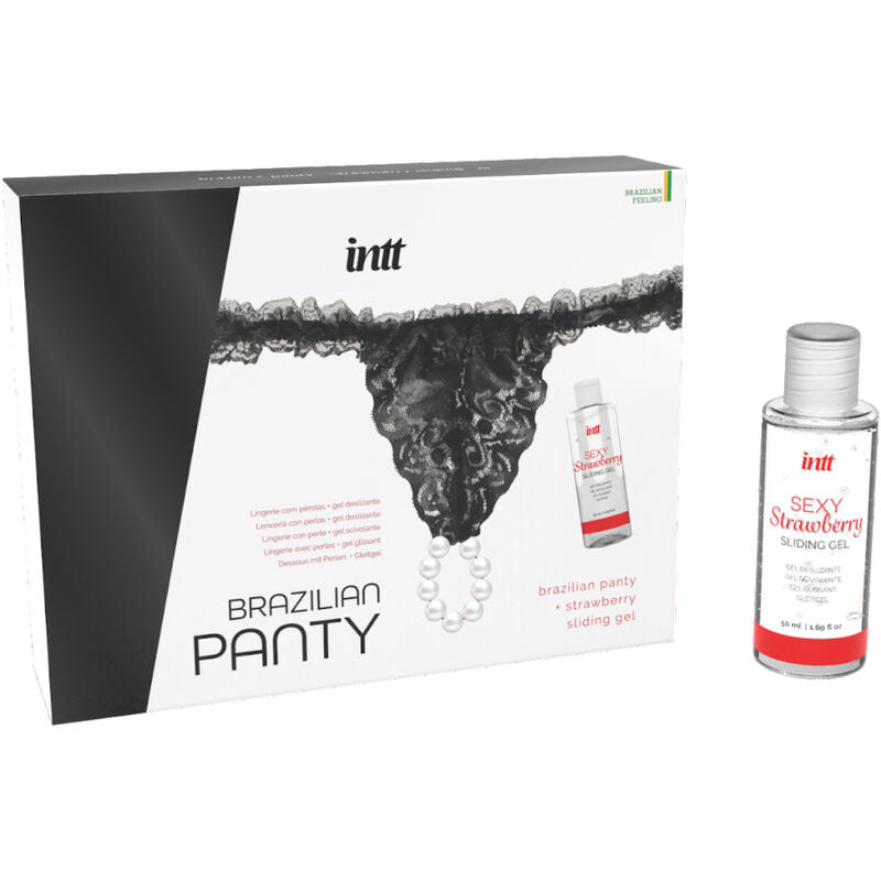 INTT RELEASES - BRASILIANSKE SORTE TRUSSER MED PERLE OG GLIDEMIDDELGEL 50 ML