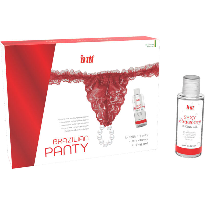 INTT RELEASES - BRASILIANSKE RØDE TRUSSER MED PERLE OG SMØRENDE GEL 50 ML