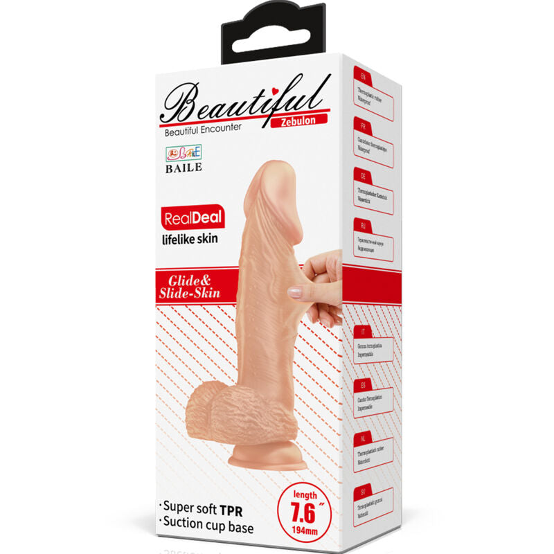 BAILE - BEAUTIFUL ENCOUNTER ZEBULON FLEKSIBEL REALISTISK DILDO 19,4 CM NATURLIG