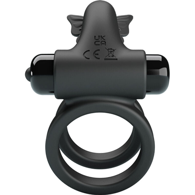PRETTY LOVE - DOBBELT VIBRERENDE RING MED SORT STIMULATOR