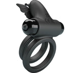 PRETTY LOVE - DOBBELT VIBRERENDE RING MED SORT STIMULATOR
