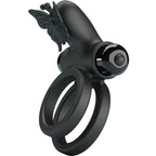 PRETTY LOVE - DOBBELT VIBRERENDE RING MED SORT STIMULATOR