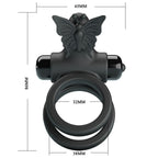 PRETTY LOVE - DOBBELT VIBRERENDE RING MED SORT STIMULATOR