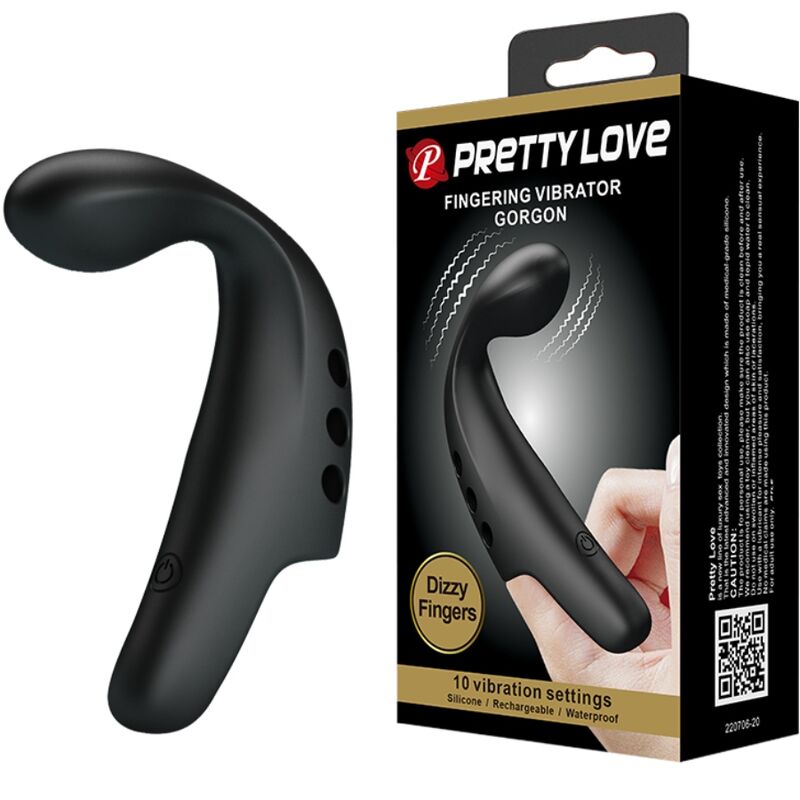 PRETTY LOVE - SORT GORGON VIBRATOR FINGERBØLG