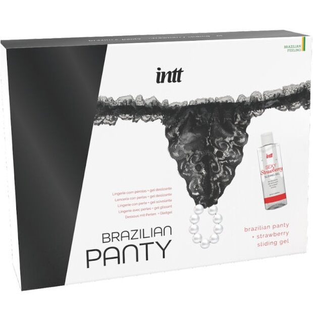 INTT RELEASES - BRASILIANSKE SORTE TRUSSER MED PERLE OG GLIDEMIDDELGEL 50 ML