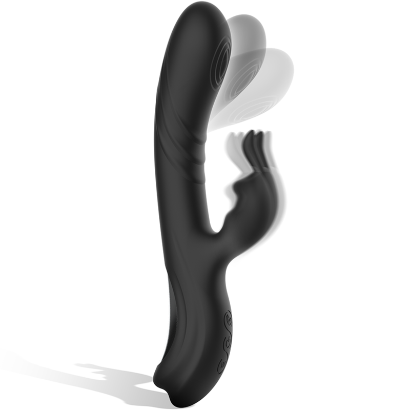 BLACK&SILVER - JAMIE GENOPLADELIG SILIKONE KANINSTIMULATOR SORT