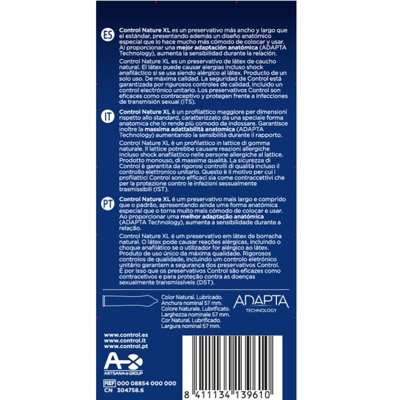 CONTROL - ADAPTA NATURE XL KONDOMER 12 STK.