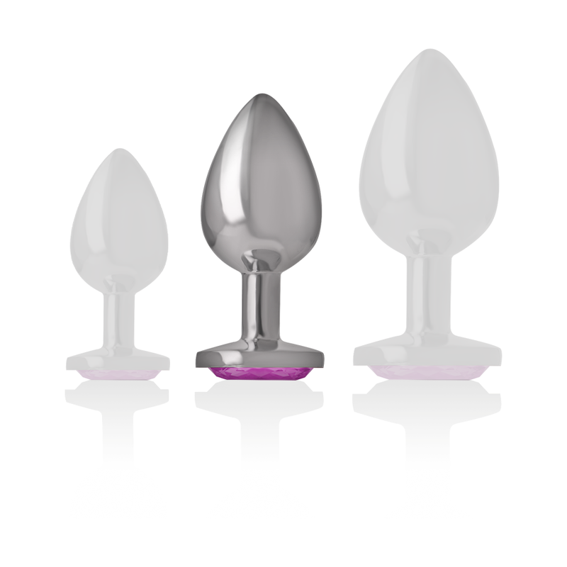 INTENSE - ANALPLUG I ALUMINIUM MED PINKET HJERTE, STØRRELSE M