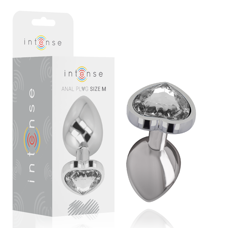 INTENSE - ANALPLUG I ALUMINIUM MED HJERTE, HVID STØRRELSE M