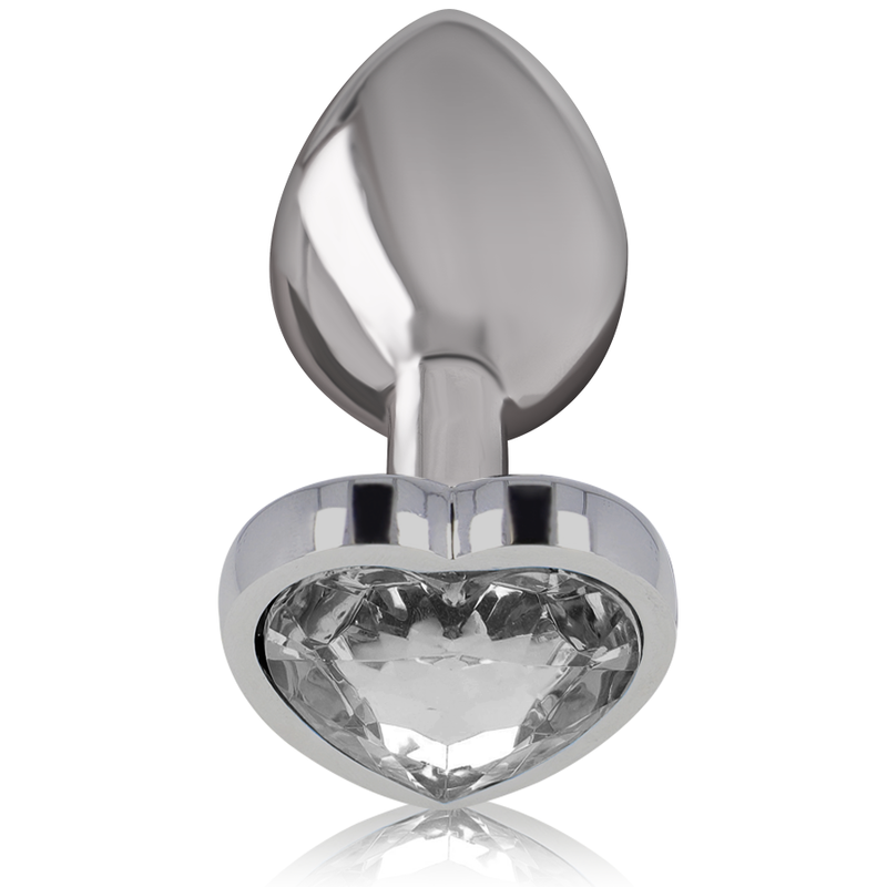 INTENSE - ANALPLUG I ALUMINIUM MED HJERTE, HVID STØRRELSE M